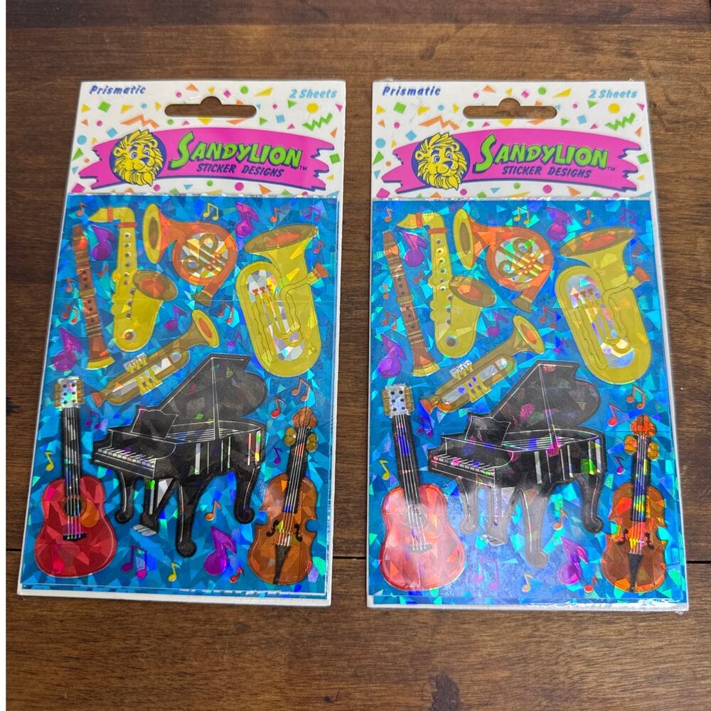 Sandylion Prismatic Sticker Sheets Musical Instrument Vintage 90's NEW UNOPENED